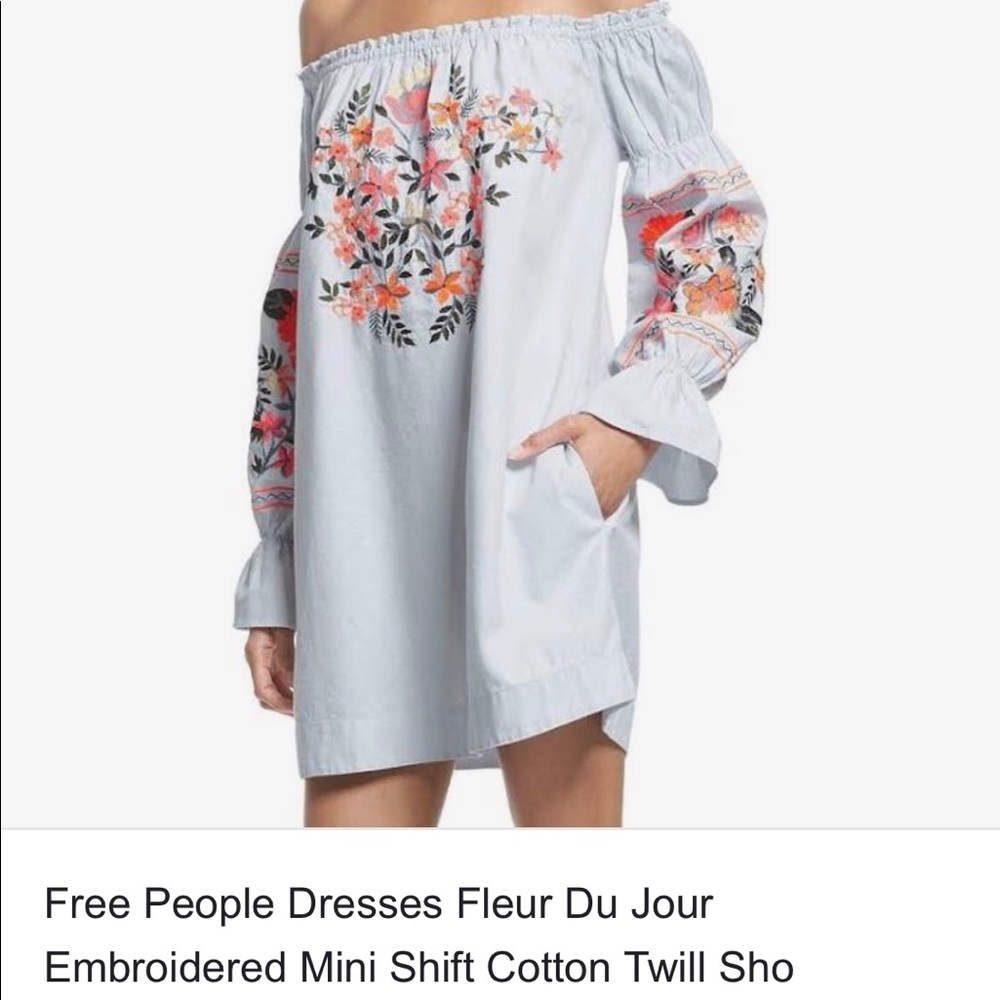 Free People Blue dress embroidery